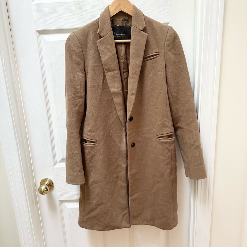 Aritzia Babaton brown camel Tan Long wool cashmere  Coat single breasted XS